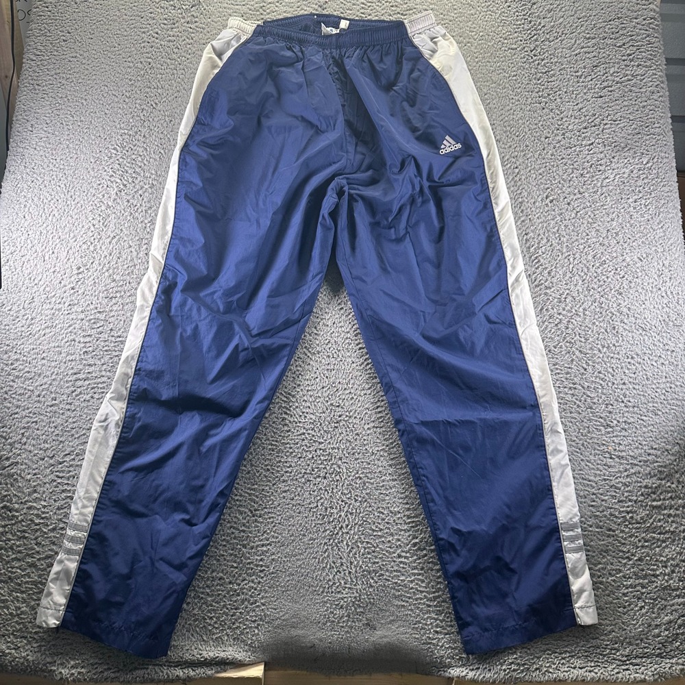 VTG Adidas Pant Mens 2XL Blue Mesh Lined Track Straight Activewear Performance